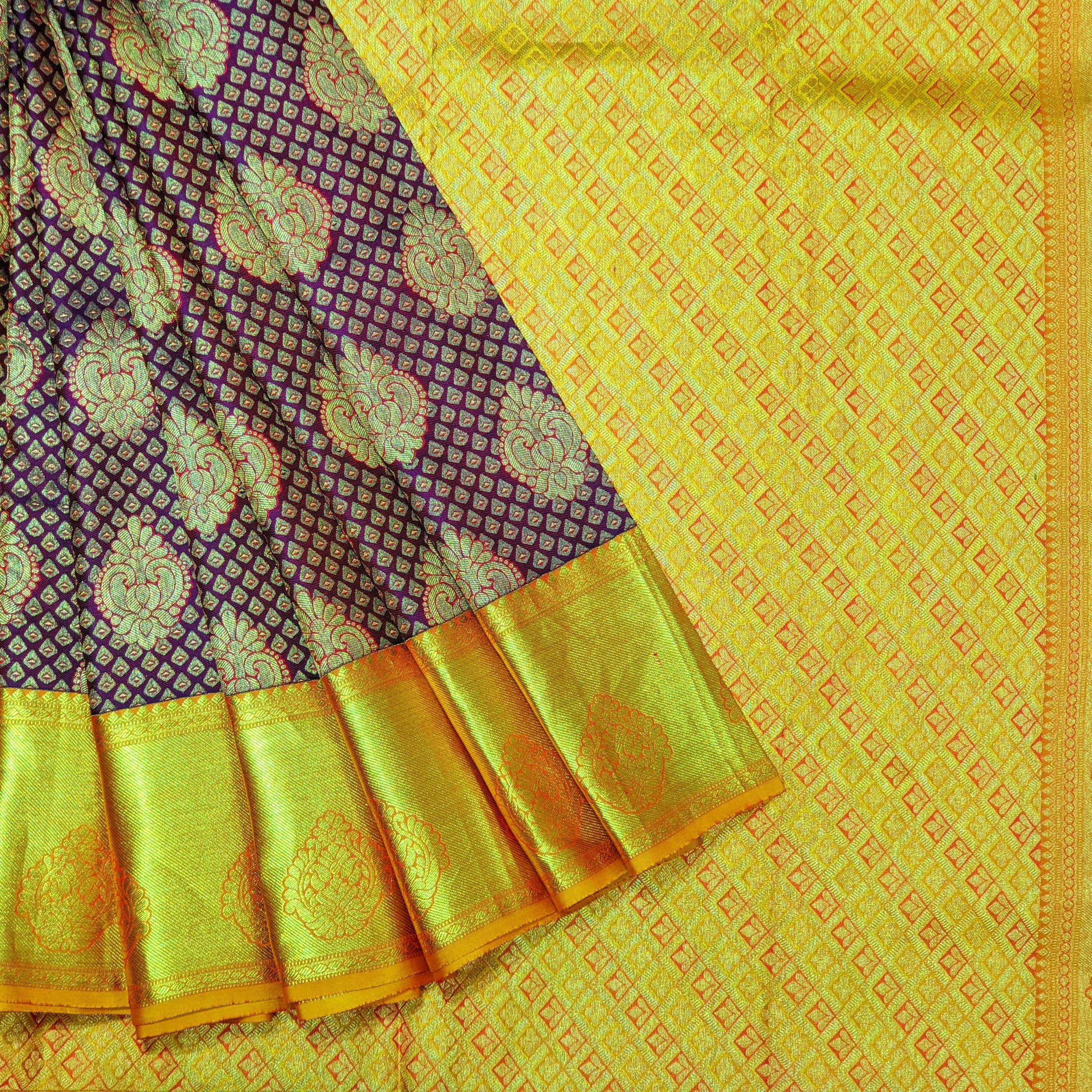 Kanchipuram pure silk sarees with full Jacquard Big Border  (659700-N-SRI-IND-70016) - sellURsaree.com