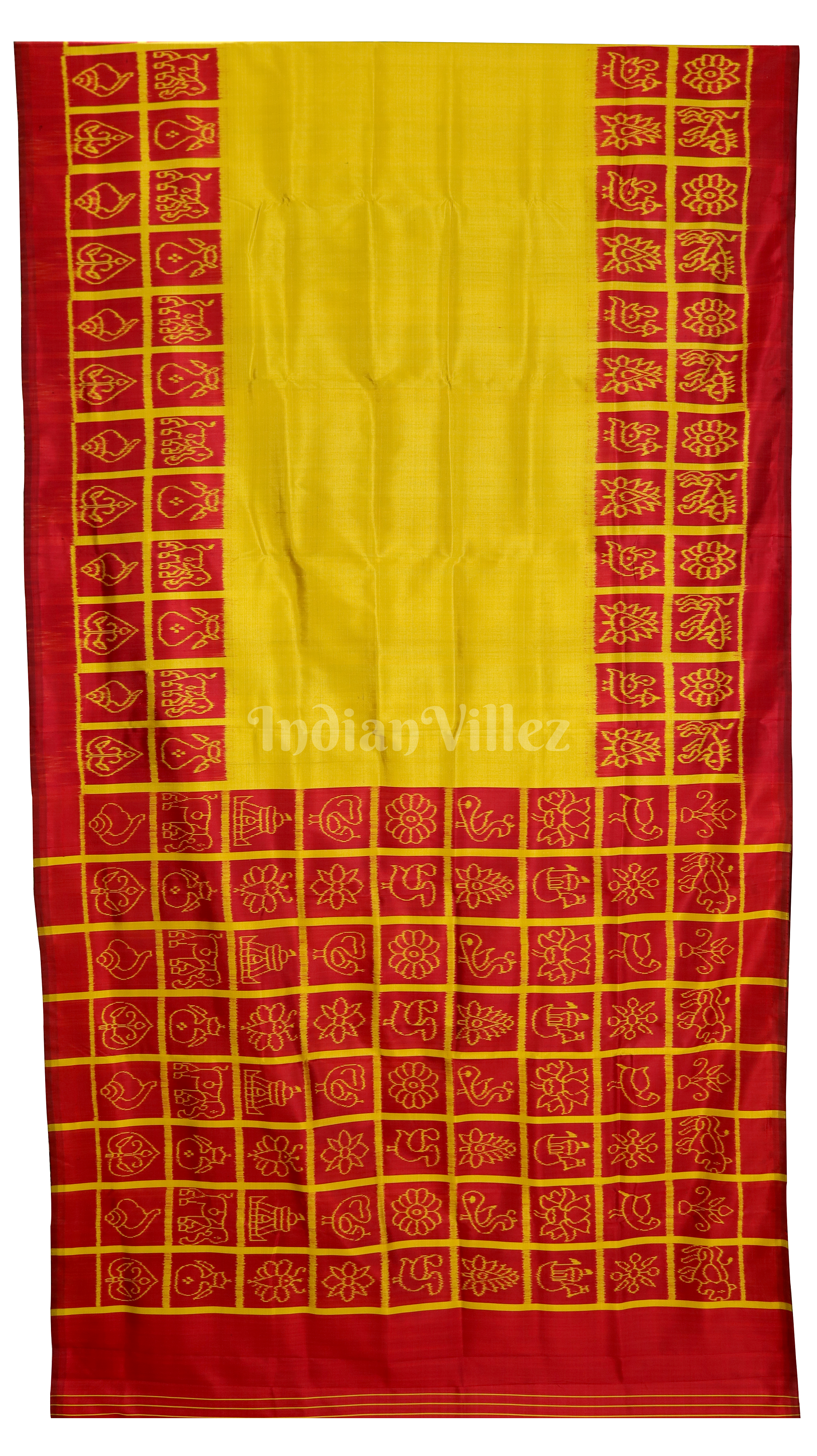 Red Yellow Nabakothi Contemporary Designer Silk Saree