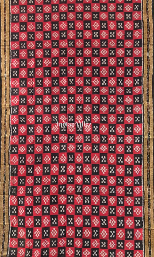 Black Red Body Pasapali Odisha Ikat Khandua Silk Saree