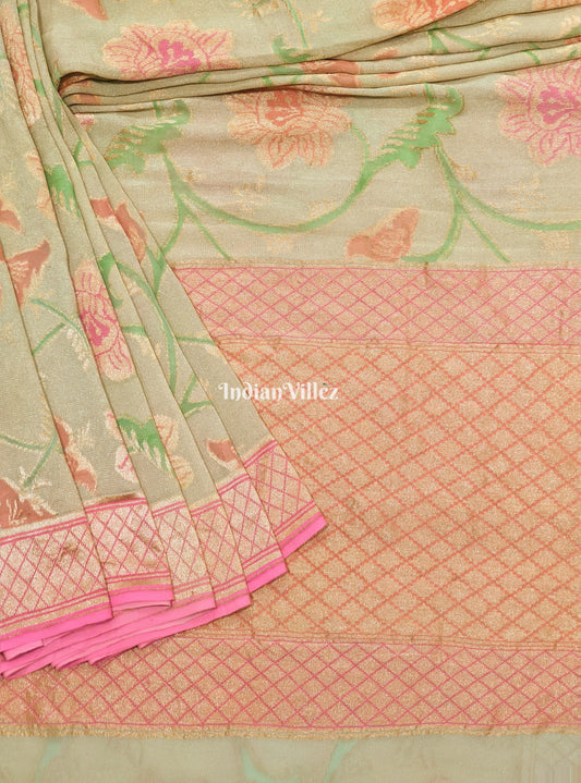 Flower Motif Banarasi Georgette SareeFlower Motif Banarasi Georgette Saree