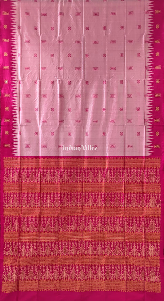 Baby Pink Sambalpuri Bomkai Silk Saree