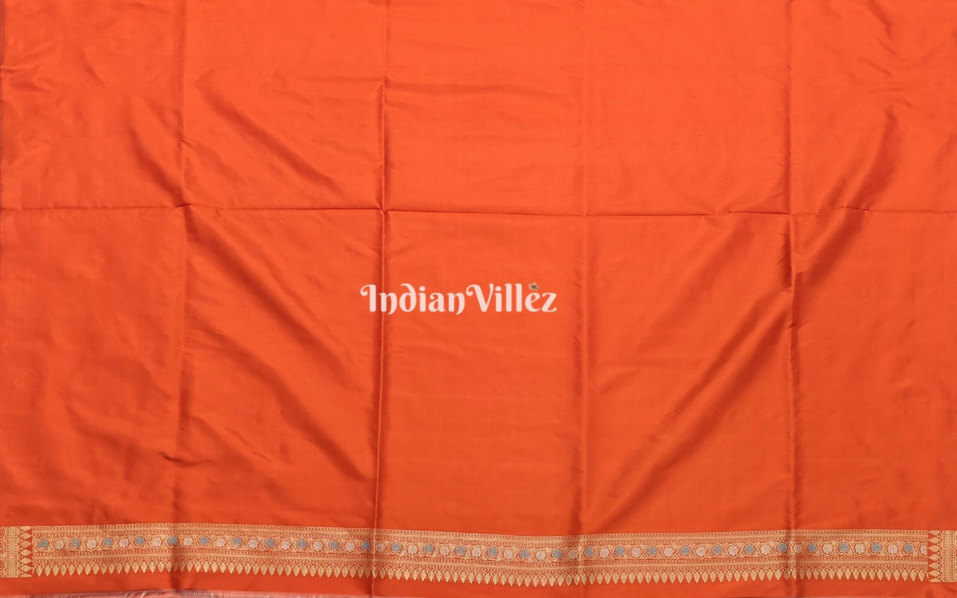 Orange Floral Meenakari Banarasi Katan Silk Saree