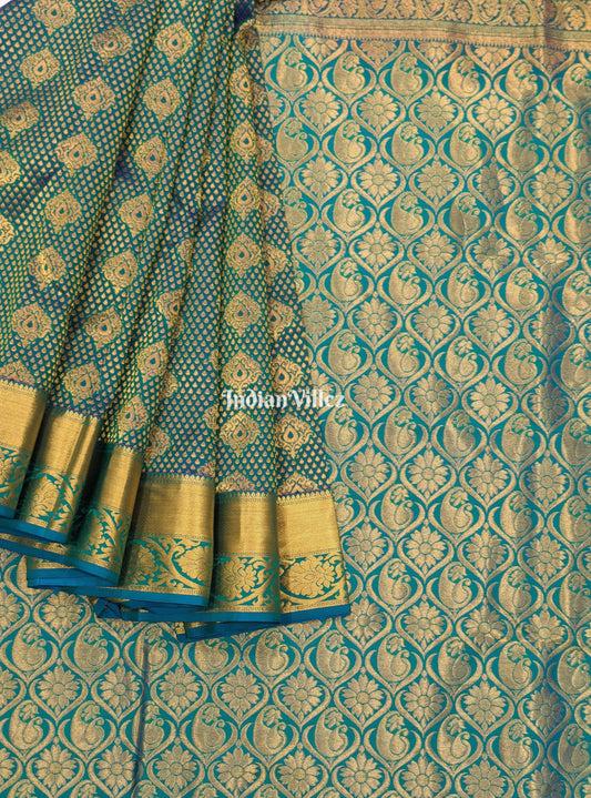 Sea Green Pure Kanjivaram Silk Saree