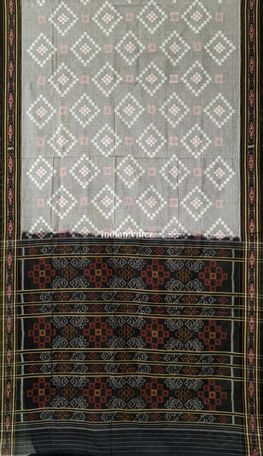 Grey Odisha Ikat Sambalpuri Cotton Saree