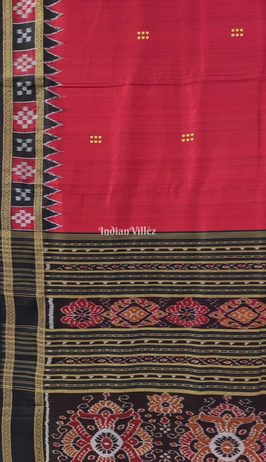 Red Single Border Pasapali Khandua Pata Silk Saree