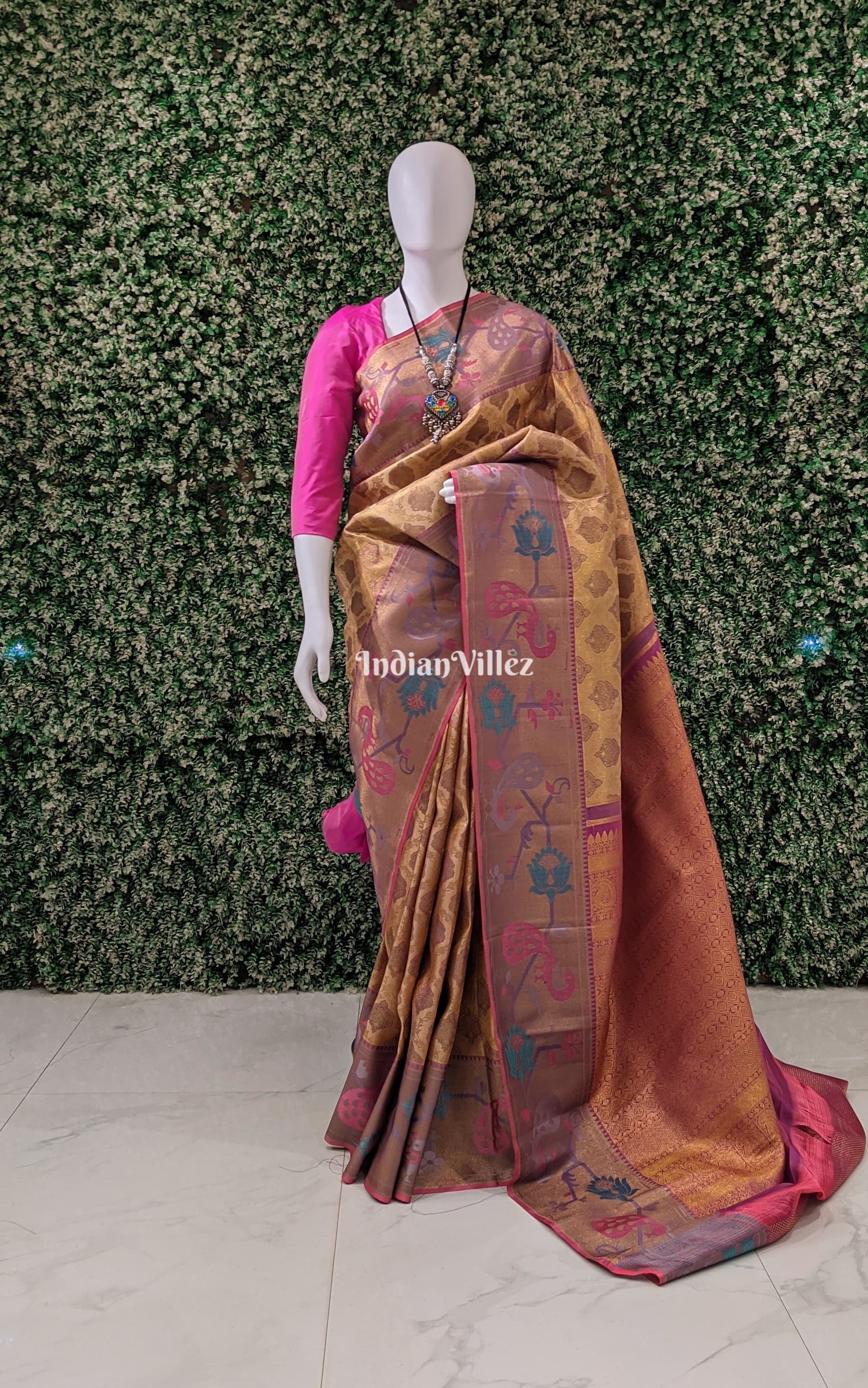 Golden Base Kanjivaram Silk Saree