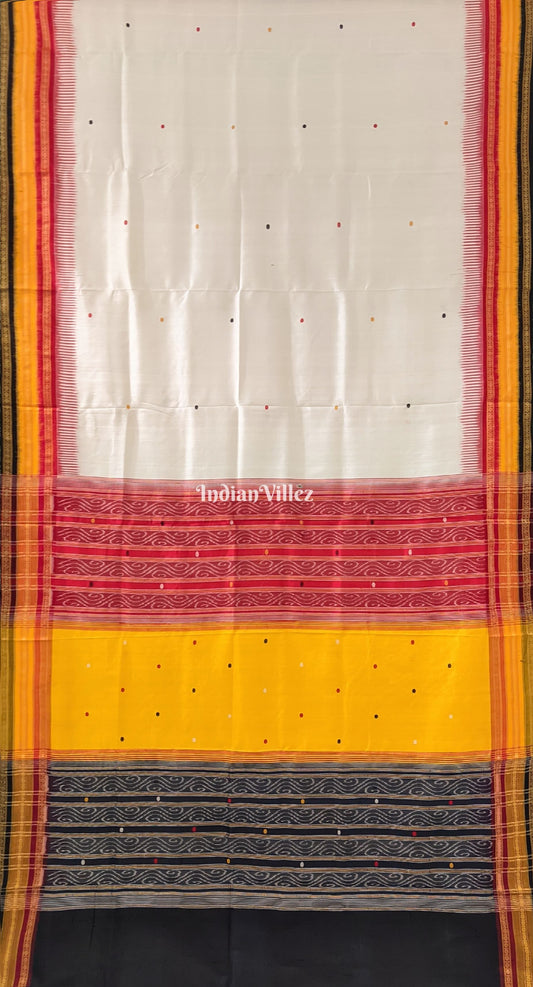 White Odisha Ikat Kathiphera Khandua Silk Saree(Pre-Order)