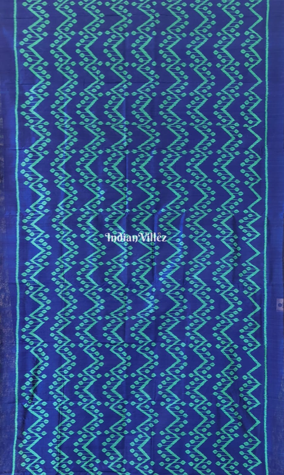 Blue Green Odisha Ikat Contemporary Silk Saree