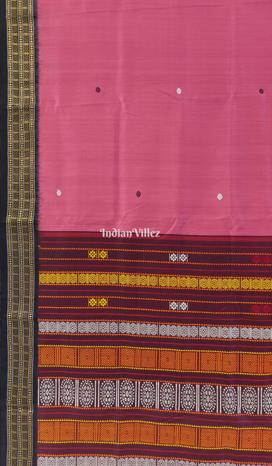 Rust Pink Flower Motif Siminoi Silk Saree