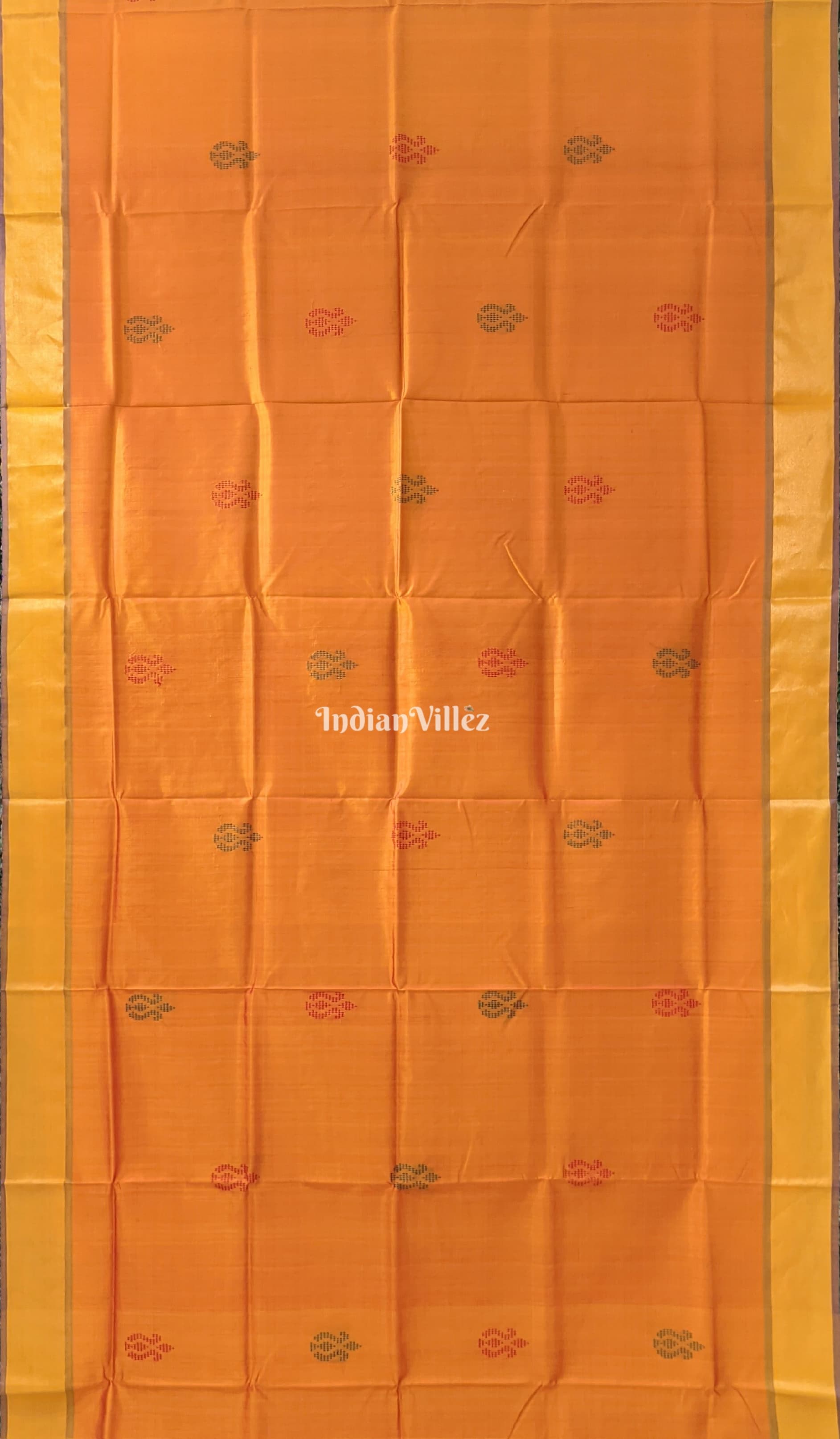 Mustard Orange with Rani Handwoven Soft Silk Saree