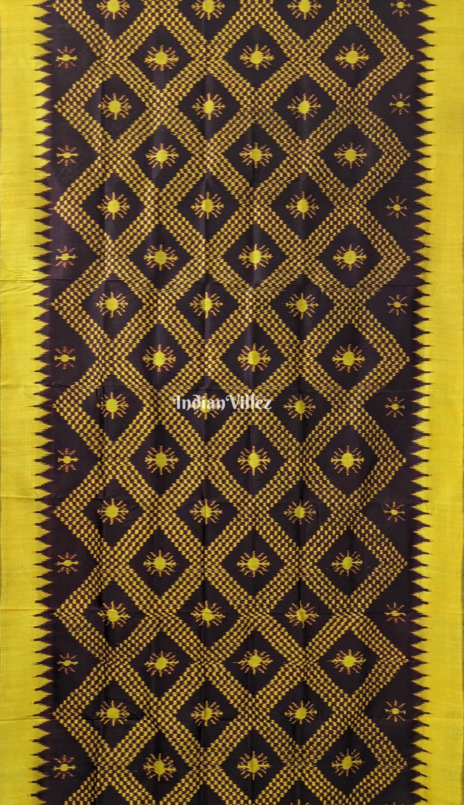 Coffee with Yellowa Odisha Ikat Contemporary Tarabali Silk Saree