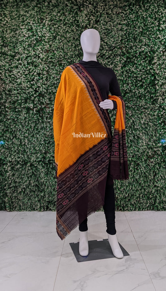 Yellow Odisha Ikat Cotton Dupatta