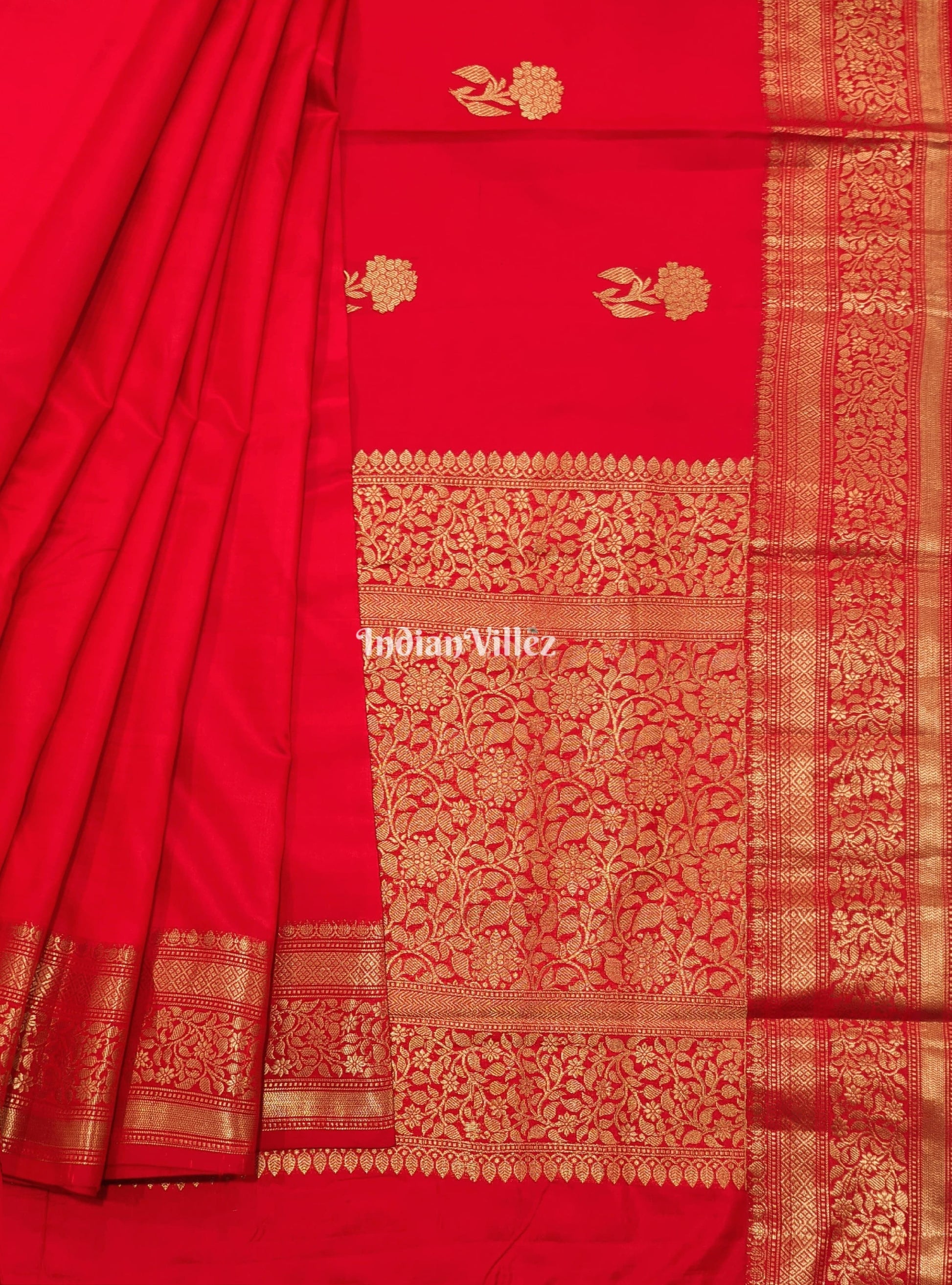 Red Designer Banarasi Katan Silk Saree