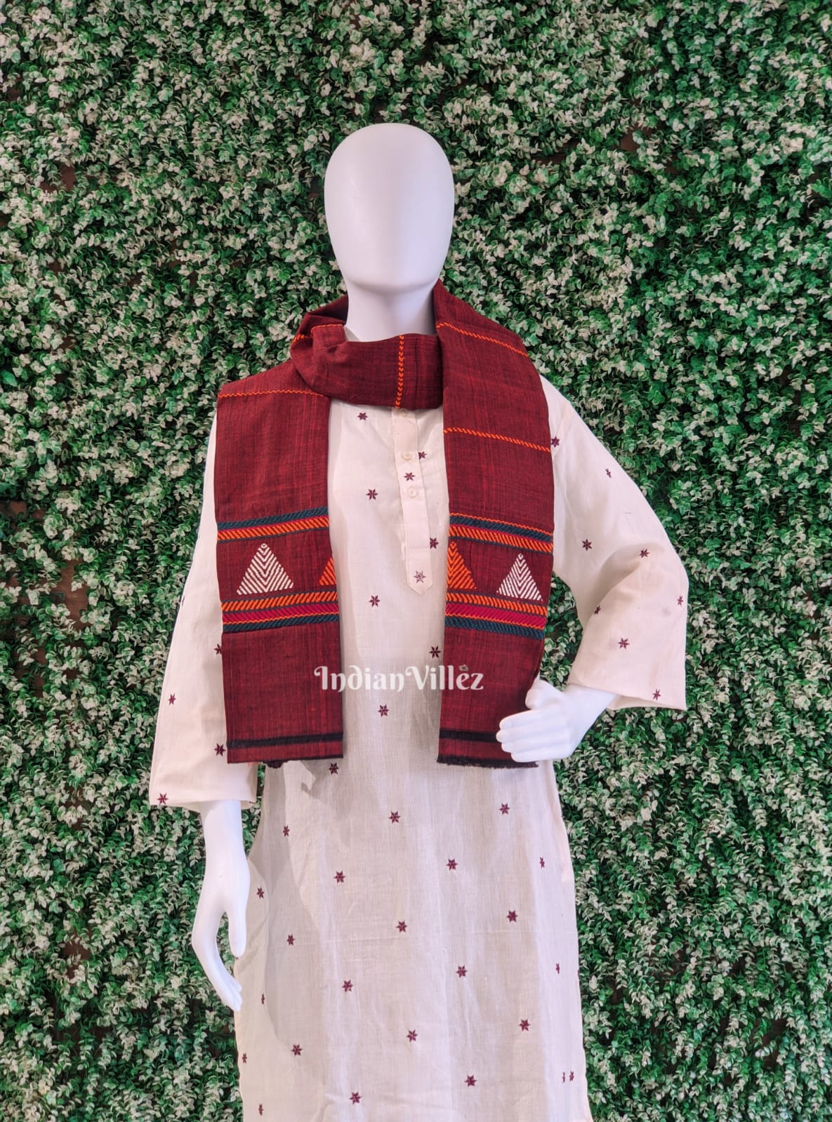 Maroon Odisha Handloom Dongria Cotton Stole