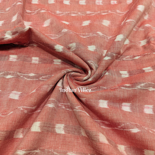 Peach Tipa Design Sambalpuri Ikat Cotton Fabric