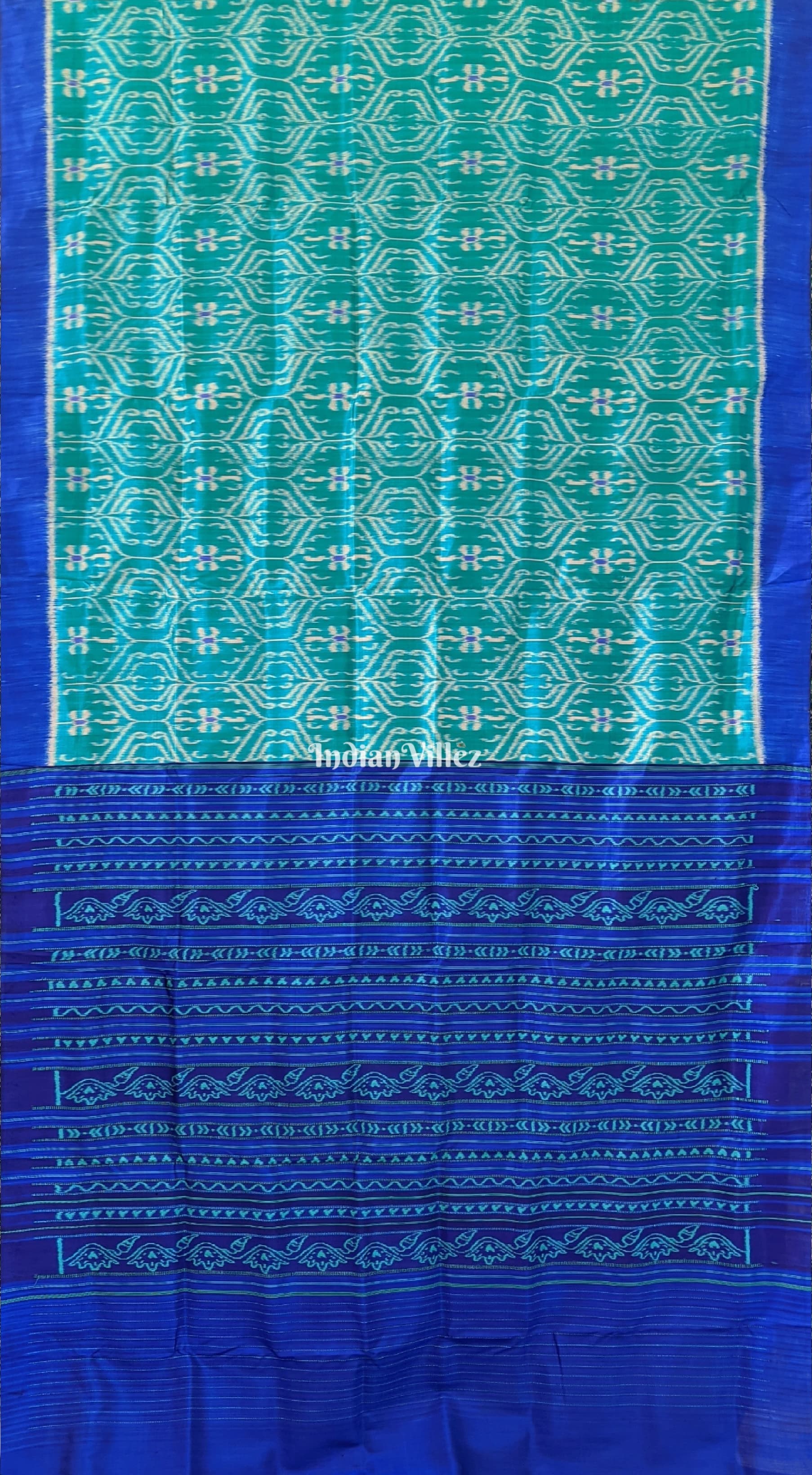 Turquoise Blue Odisha Handloom Contemporary Silk Saree