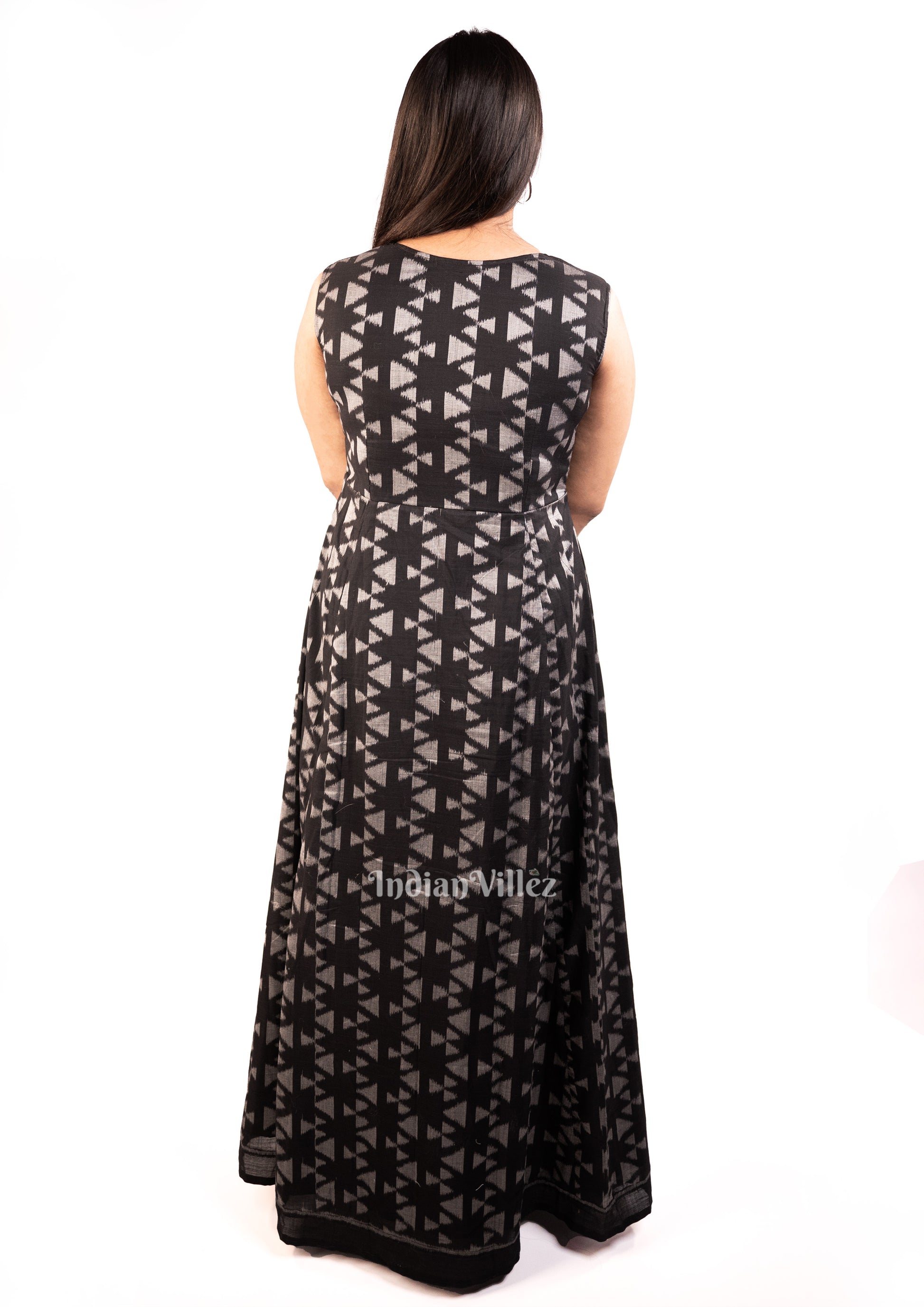 Deep Black Sambalpuri Odisha Ikat Designer Cotton Kurti for Women