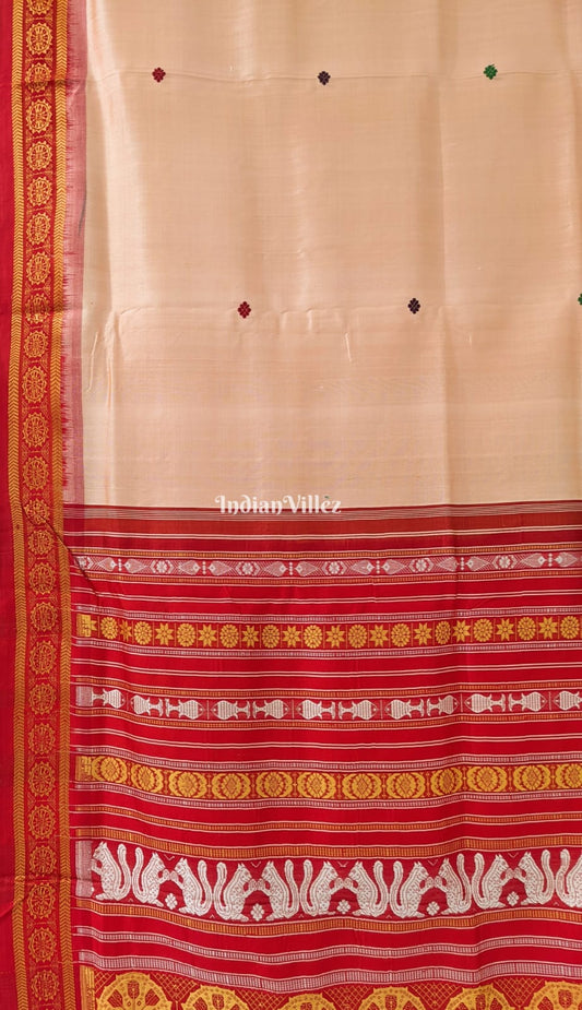 Peach Single  Butta design Odisha Ikat Khandua Silk Saree