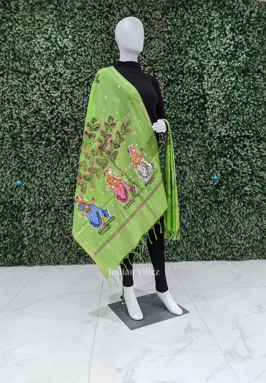 Nartaki Theme Patachitra Chanderi Dupatta