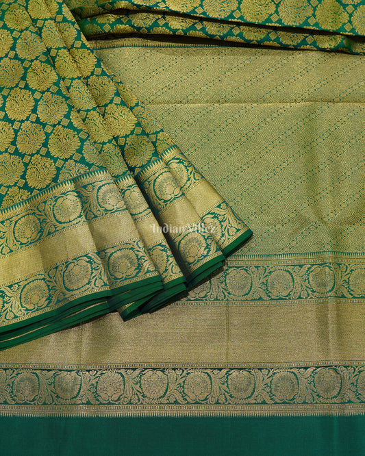 Green With Golden Body Work Pure Kanjivaram Silk Saree