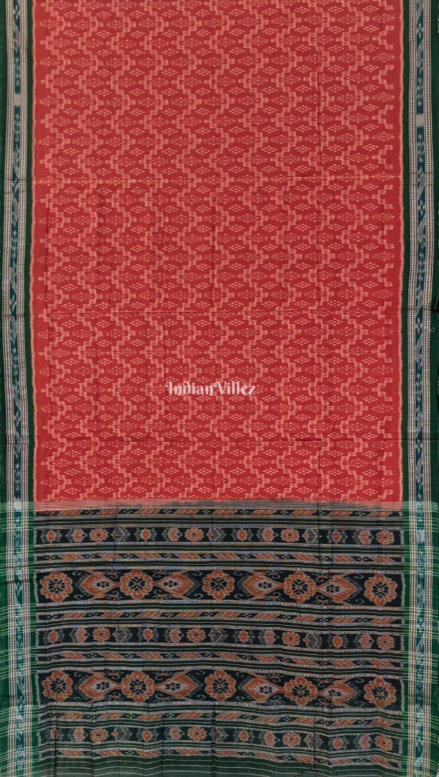 Rust Maniabandha Odisha Ikat Cotton Saree