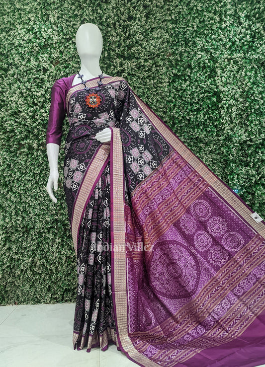 Black Purple Body Pasapali Sambalpuri Silk Saree