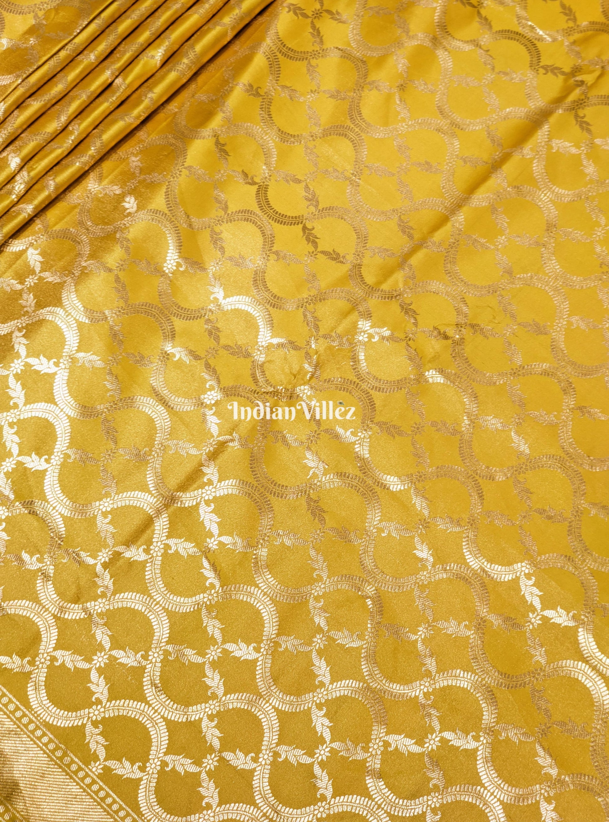 Yellow Floral Theme Designer Banarasi Tissue Saree