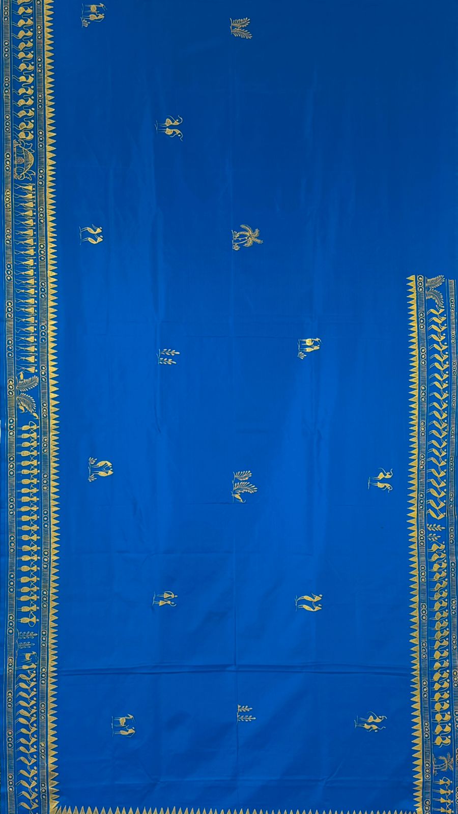 Sky BlueTribal Art Konark Temple Pattachitra Silk Saree