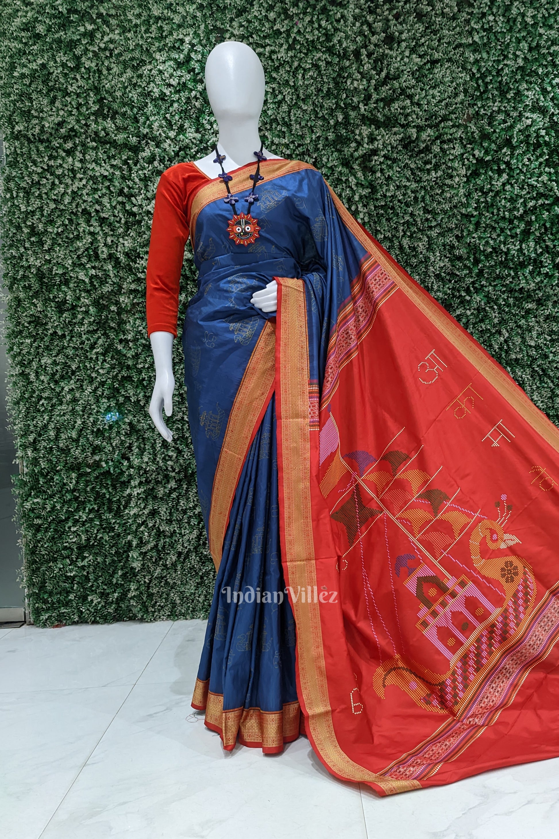 Blue Boita Odisha handloom Sambalpuri Ikat Silk saree