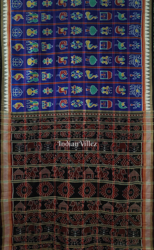 Navy Blue Nabarangi Nabakothi Khandua Silk Saree