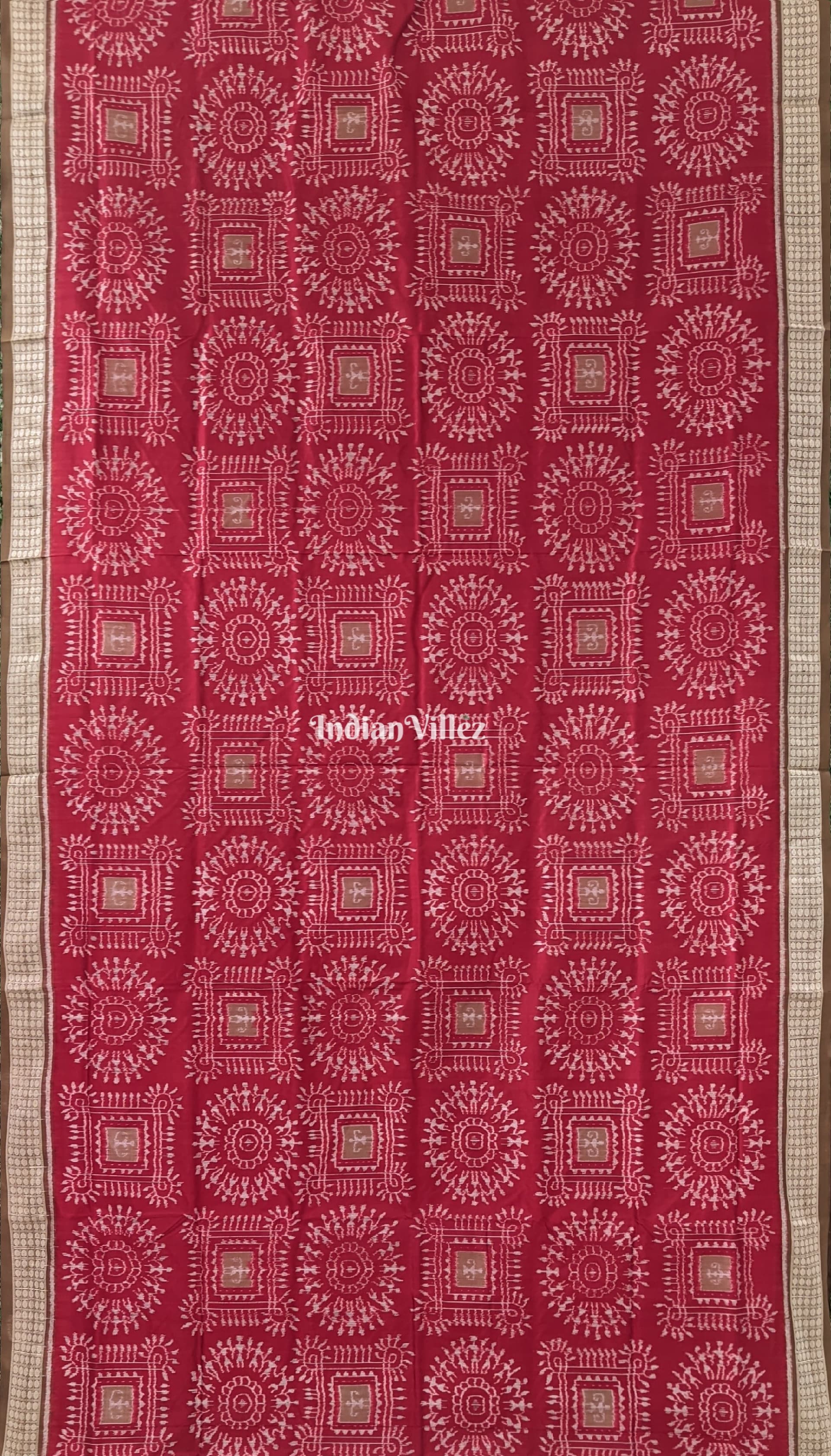 Maroon Tribal Sambalpuri Bomkai Silk Saree