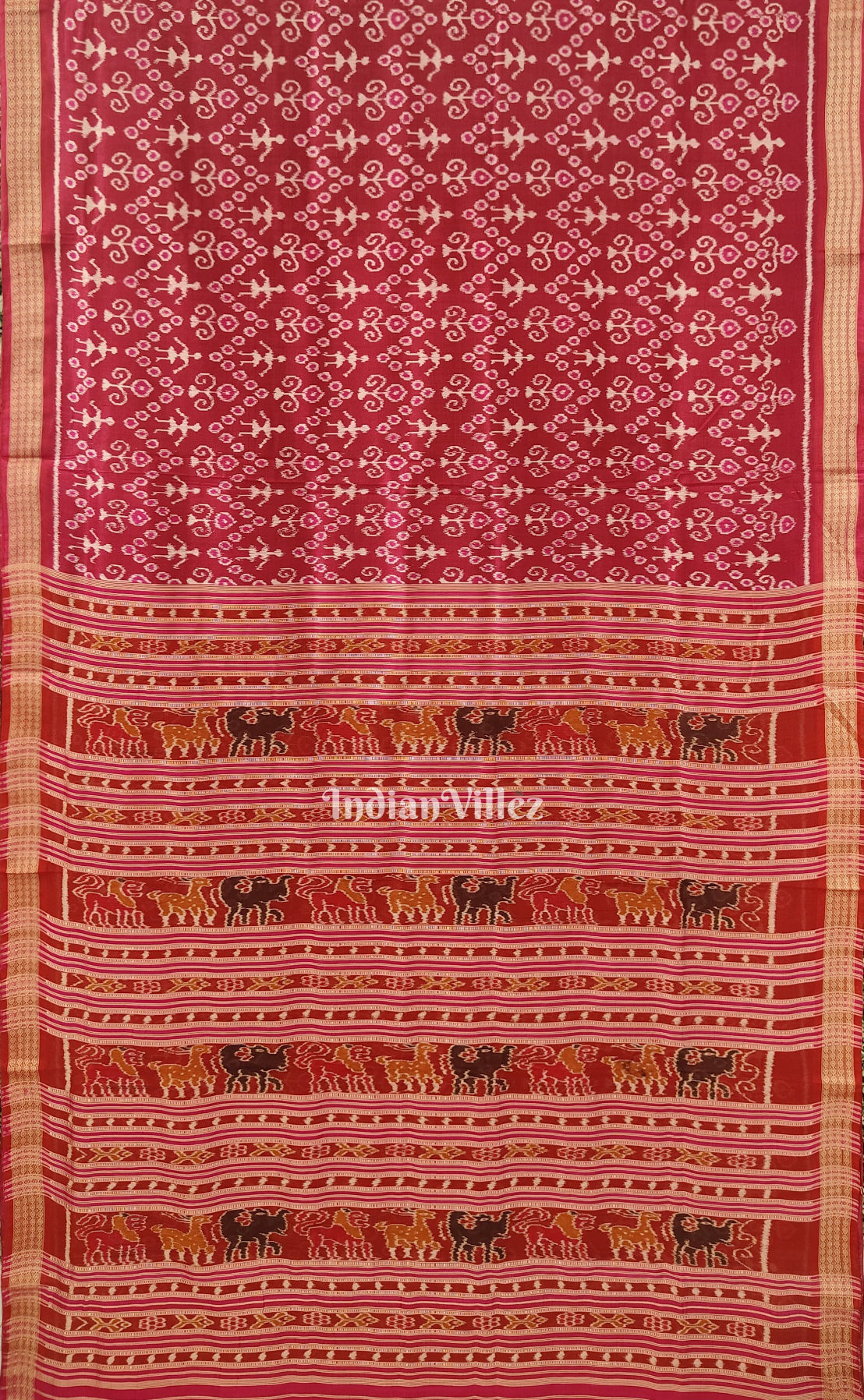 Maroon Tribal Odisha Ikat Contemporary Silk Saree