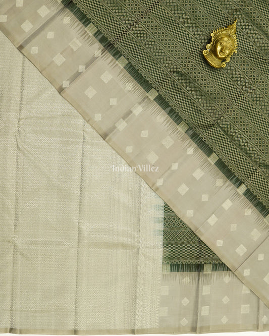 Bottle Green With Grey Pure Kanjivaram Silk Saree