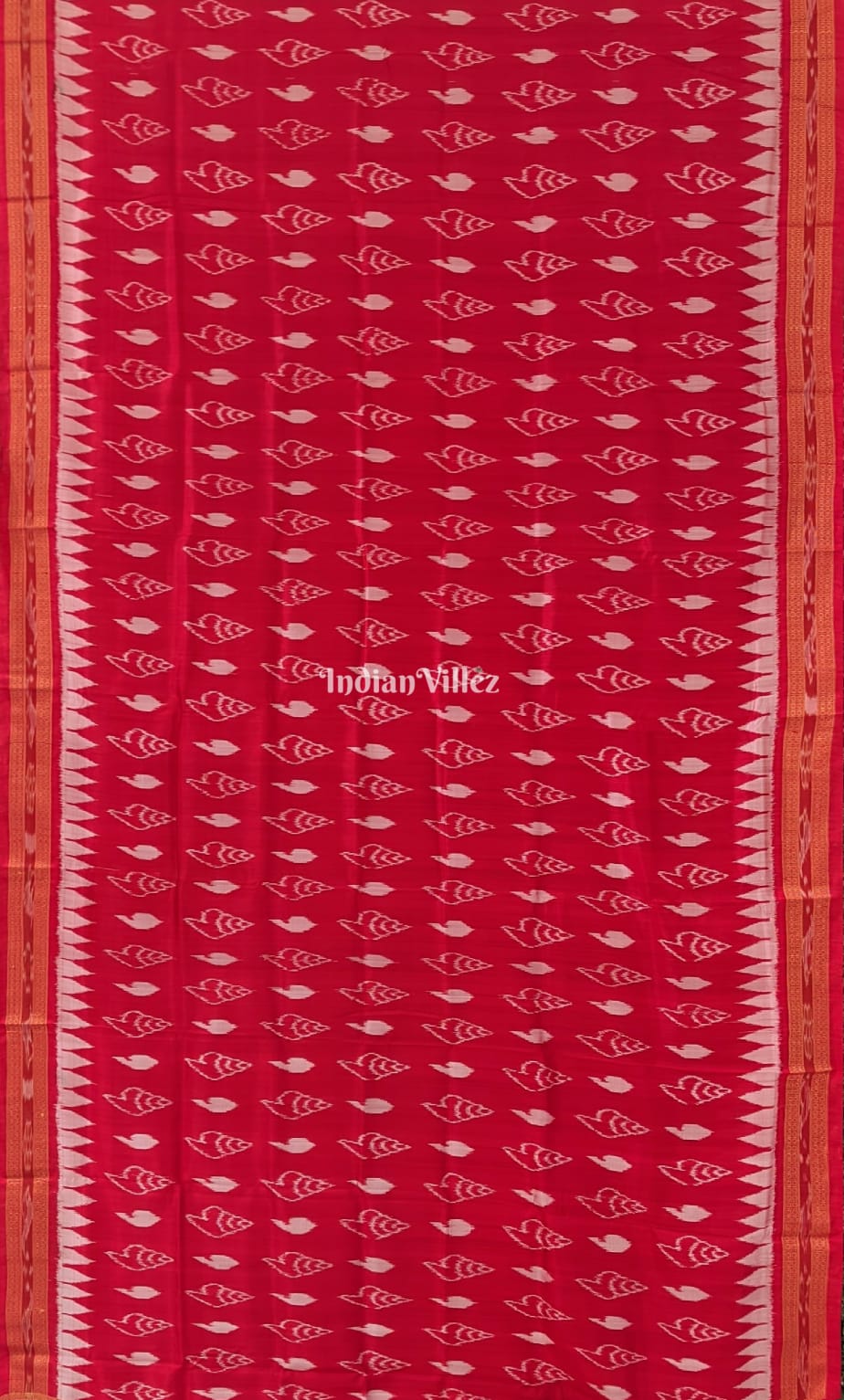 Red Sankha Odisha Ikat Khandua Silk Saree