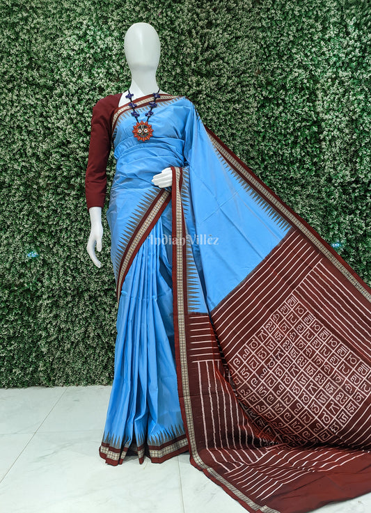 Copper Sulphate Varnamala Odisha Ikat Sambalpuri Silk Saree