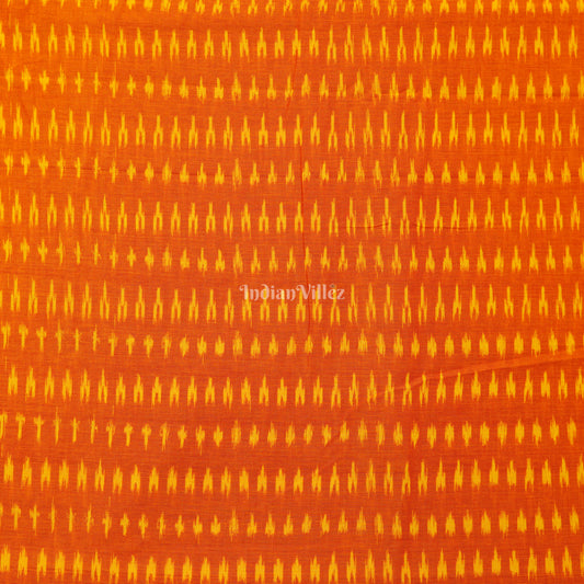 Orange Handwoven Pochampally Ikat Cotton Fabric