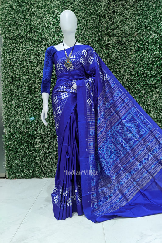 Blue Contemporary Pasapali Sambalpuri Silk Saree