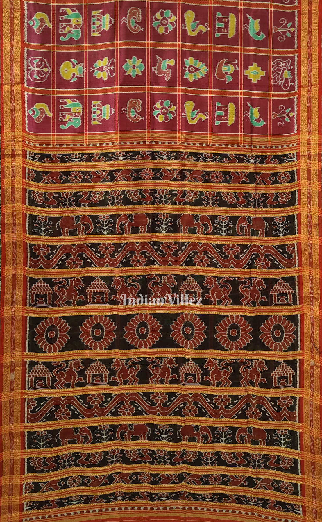 Maroon Nabarangi Nabakothi Khandua Silk Saree