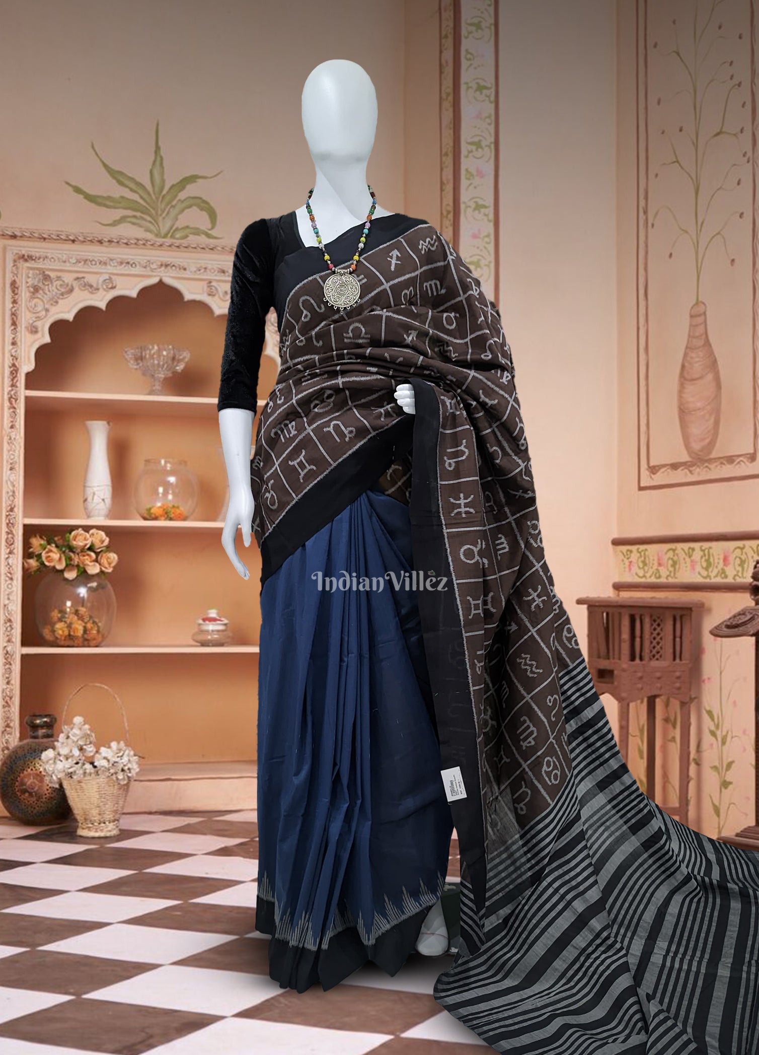 Patli Symbolic Odisha Ikat Sambalpuri Pure Cotton Saree