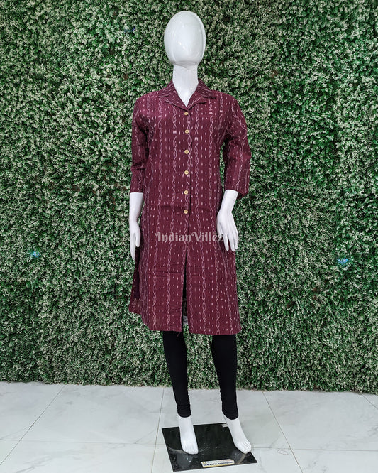 Mulberry Purple Sambalpuri Tipa design Odisha Ikat Designer Cotton Kurti for Women