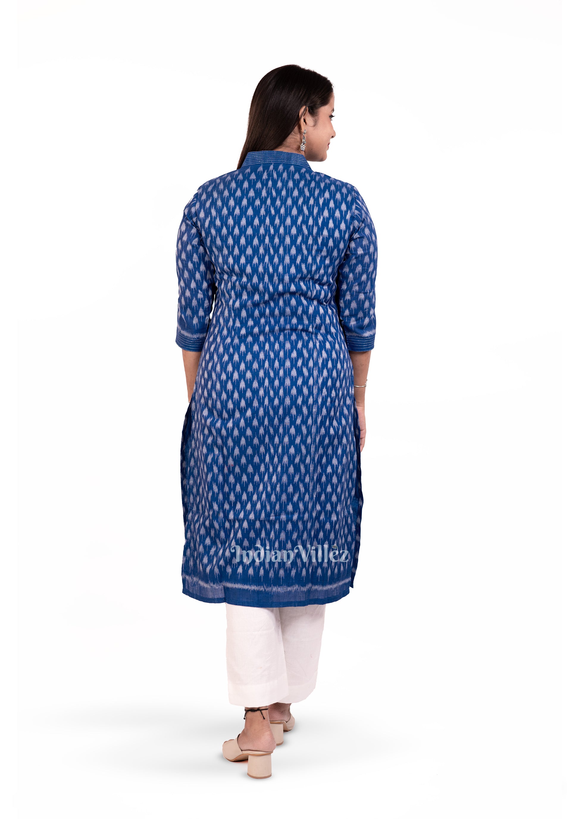 Royal Blue Sambalpuri Odisha Ikat Designer Cotton Kurti for Women 