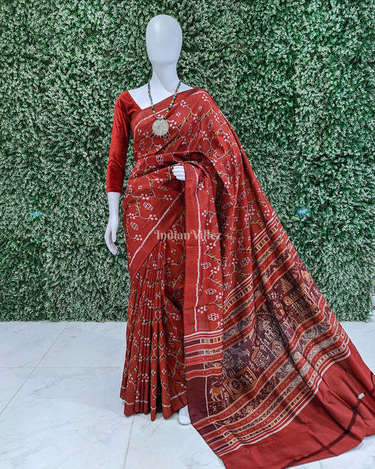 Red Maroon Village Theme Designer Contemporary Silk Saree