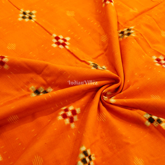 Yellow Pasapali Theme Sambalpuri Ikat Cotton Fabric