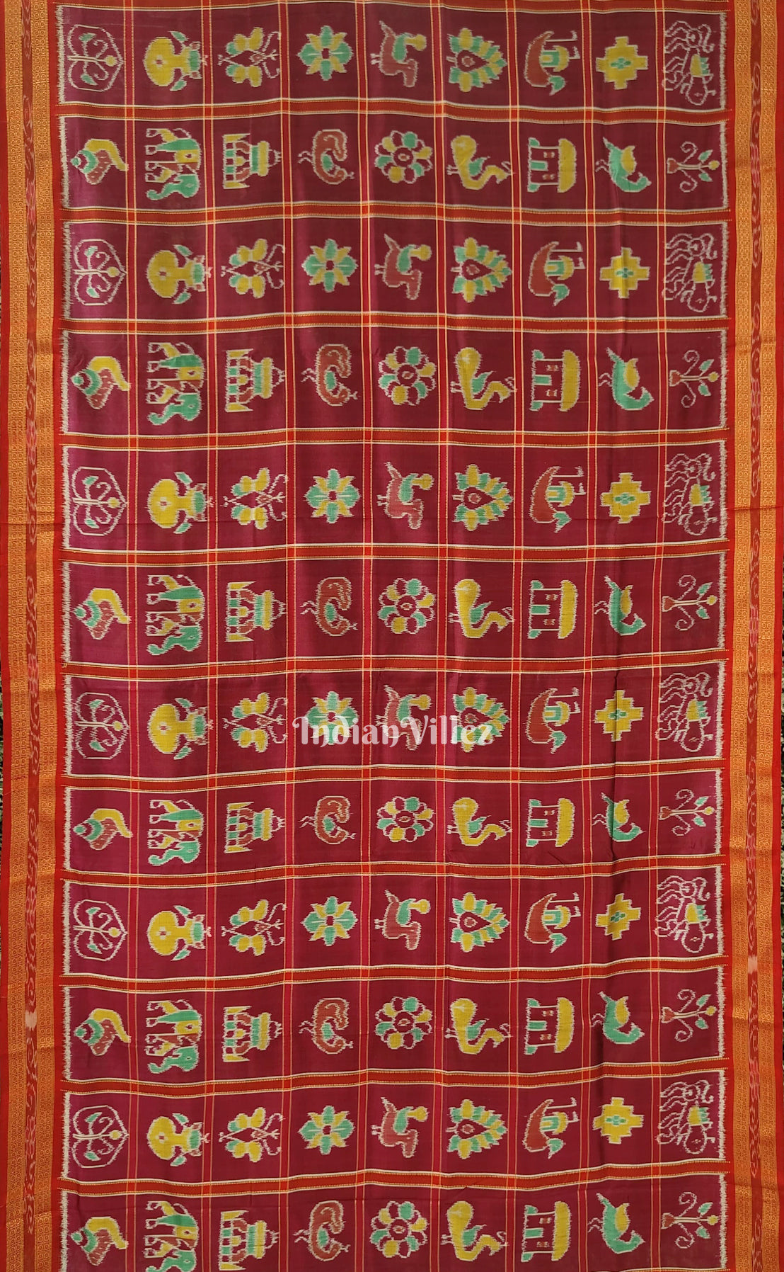 Maroon Nabarangi Nabakothi Khandua Silk Saree