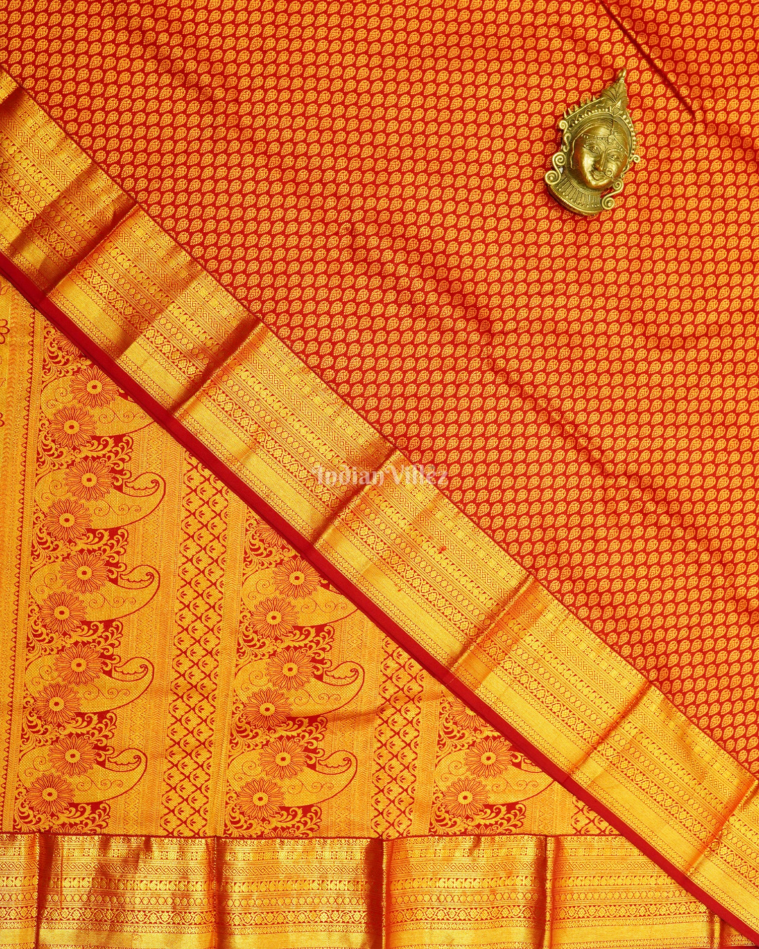 Exclusive Red With Golden Body Work Pure Kanjivaram Silk Saree