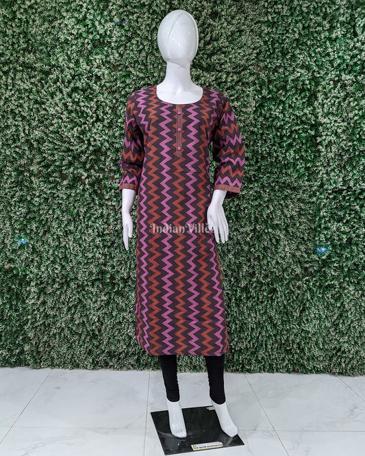 Multi Colored Cotton Block Printed Kurti for Women