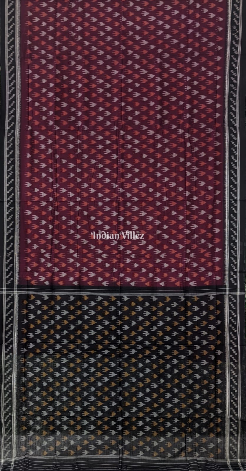 Maroon Maniabandha Odisha Ikat Cotton Saree