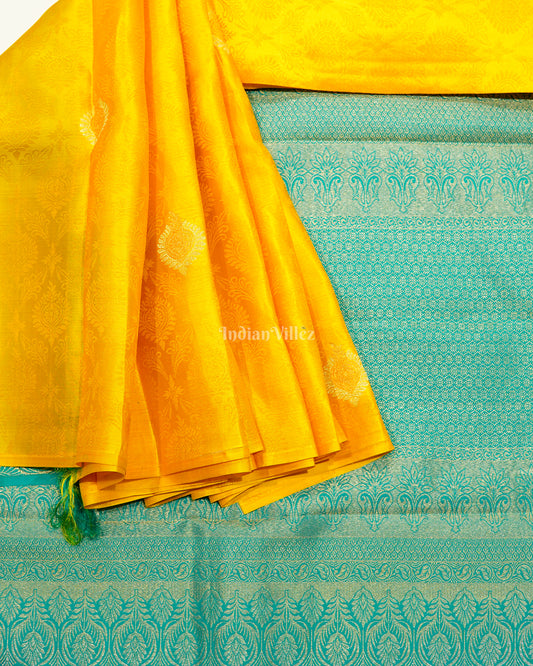 Yellow Without Border Pure Kanjivaram Silk Saree