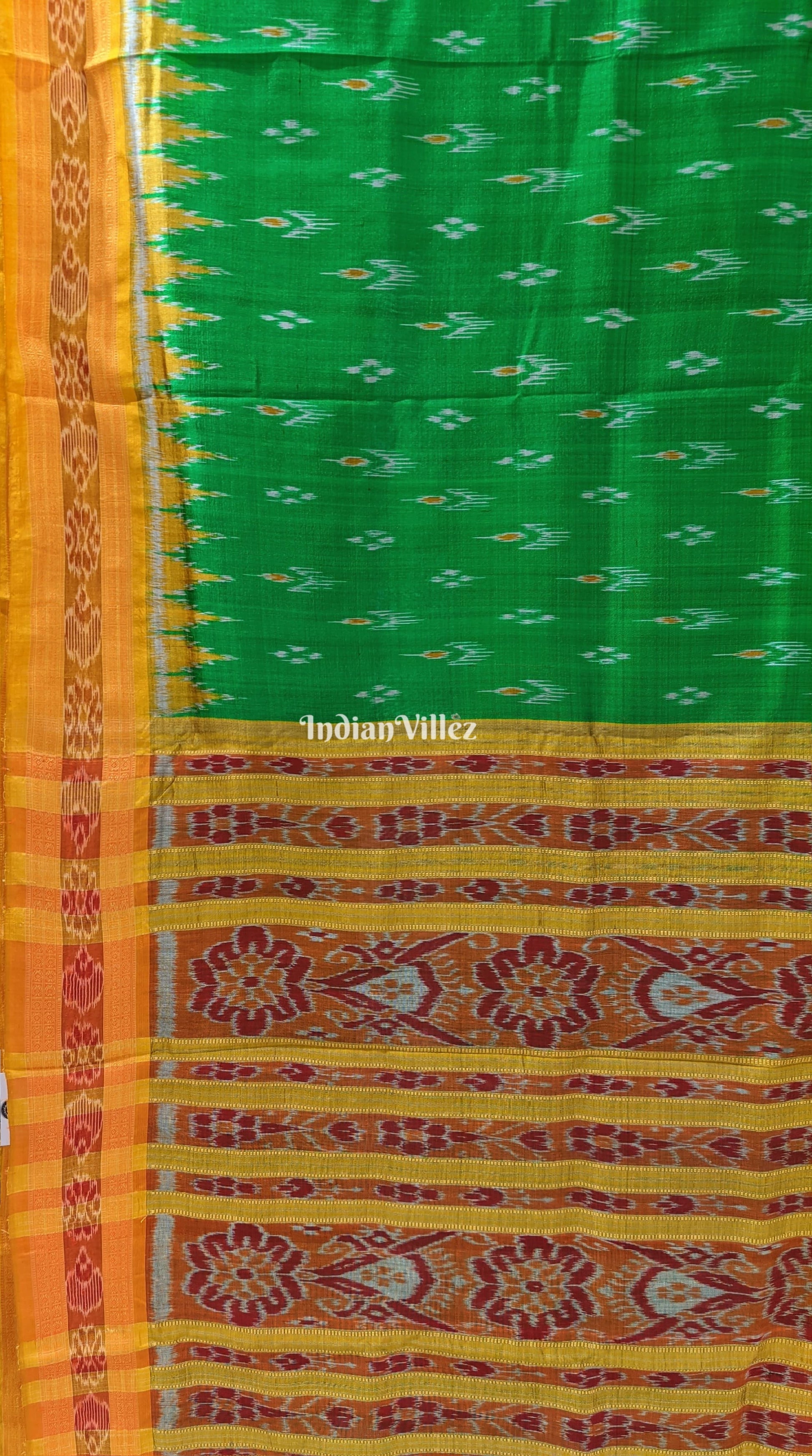 Green Yellow Mayur Chandrika Khandua Silk Saree