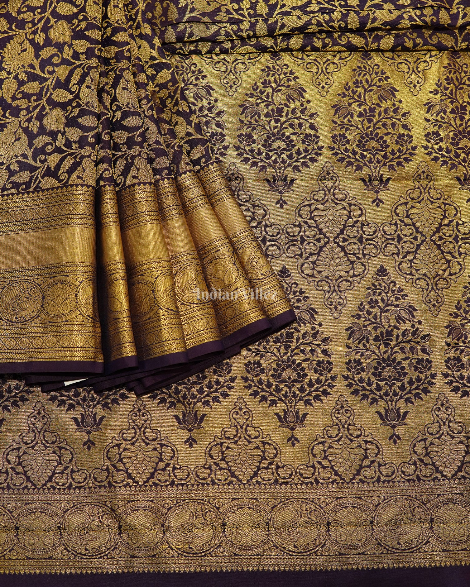 Exclusive Purple Golden Pure Kanjivaram Silk Saree